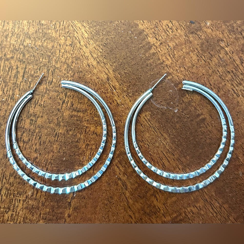 Classic Silver-Tone Double Hoop Earrings - Women Jewelry